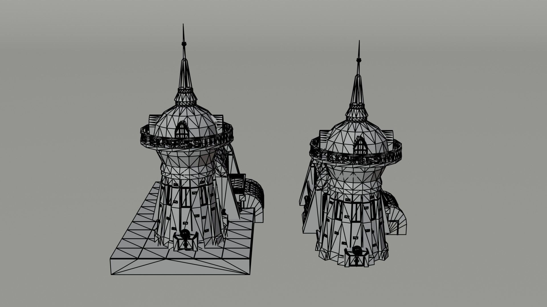 Cartoon Futuramma Planet express Polygonal Style Low-poly 3D model_5