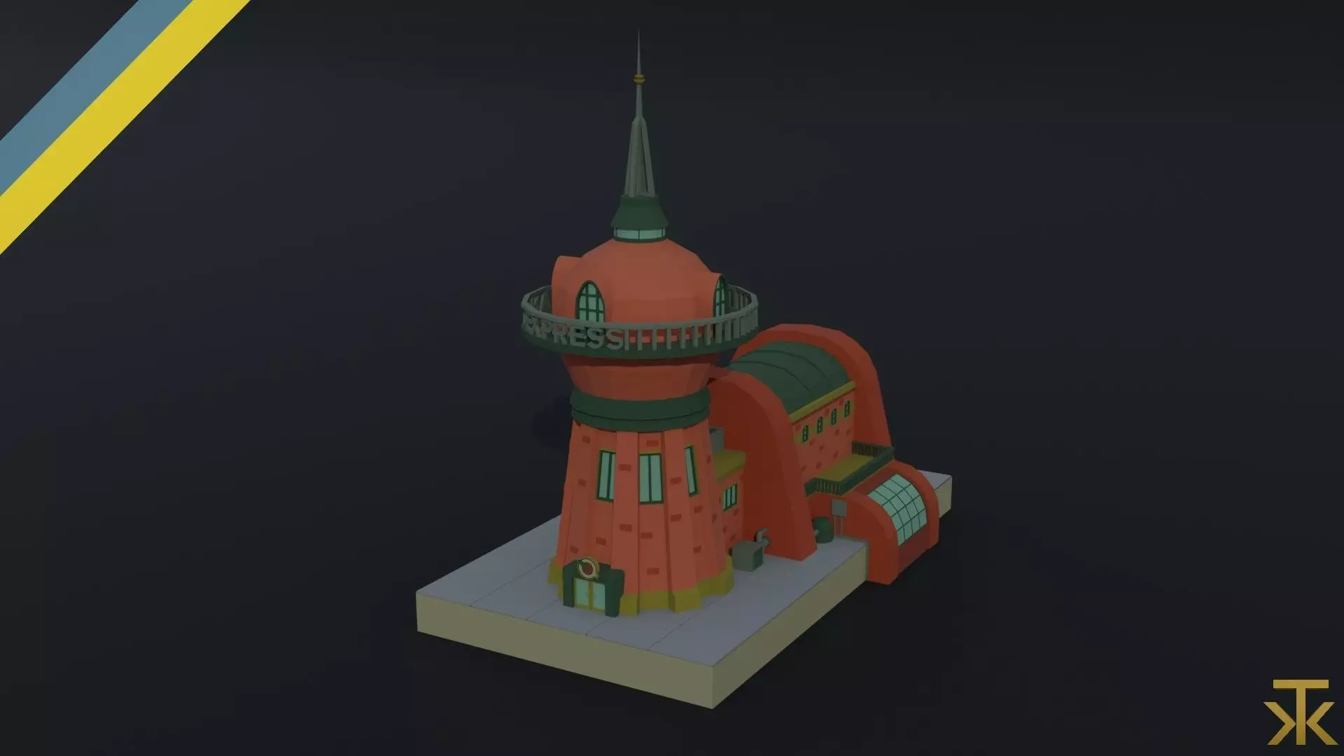 Cartoon Futuramma Planet express Polygonal Style Low-poly 3D model_0