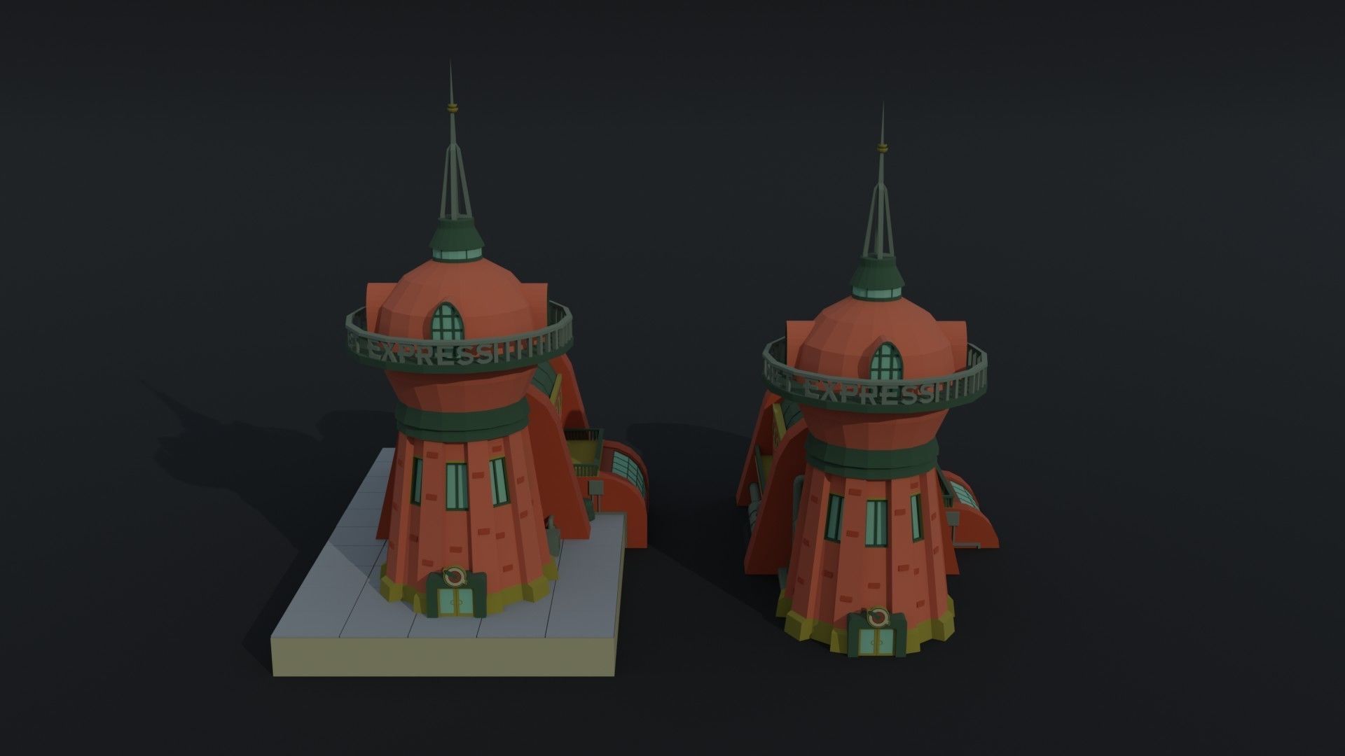 Cartoon Futuramma Planet express Polygonal Style Low-poly 3D model_2