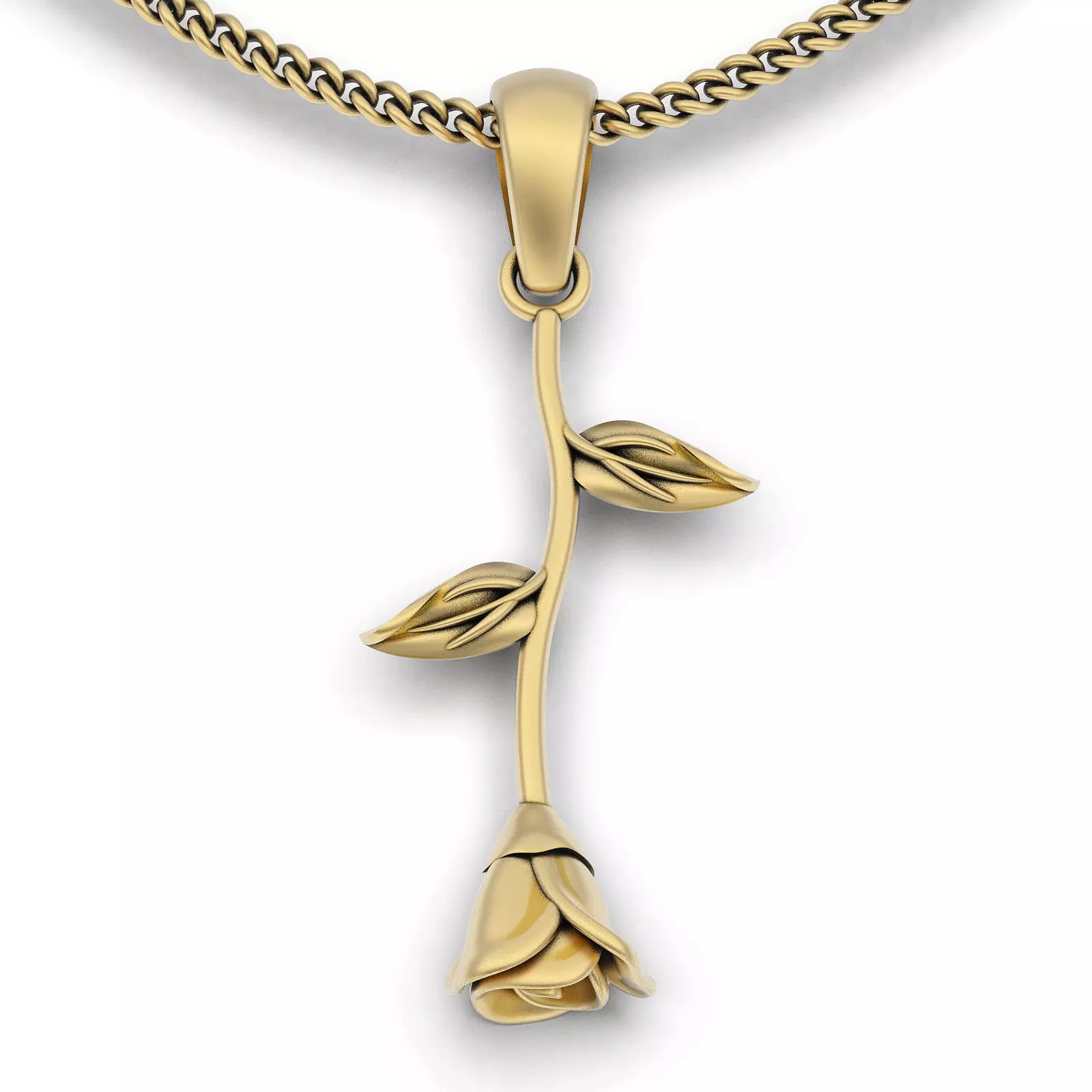 Rose pendant silver gold jewelry printable 3D model 3D print model