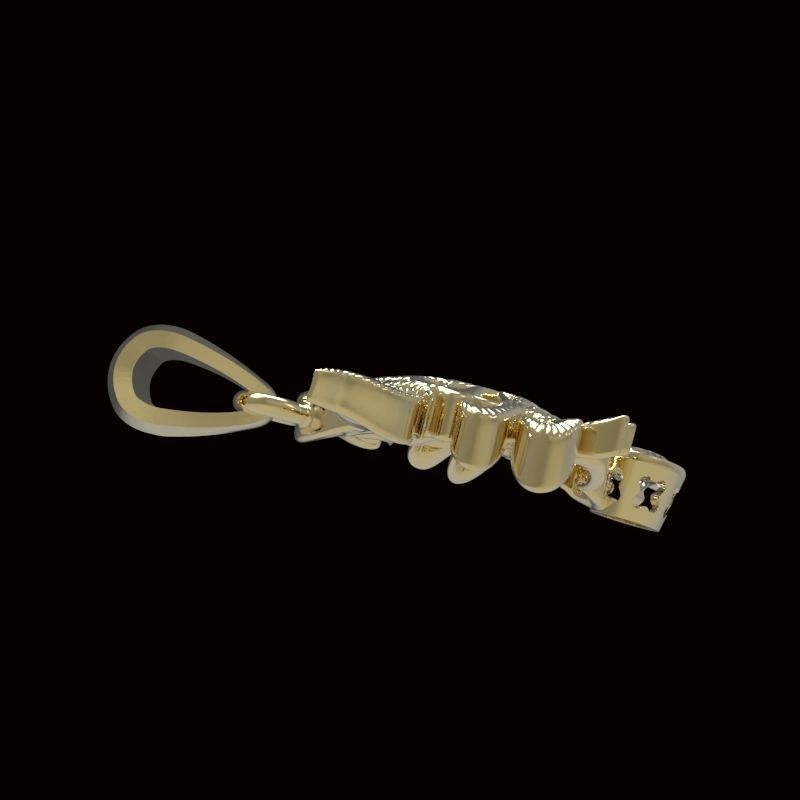 tiger pendant with 4mm gem 3D print model_6