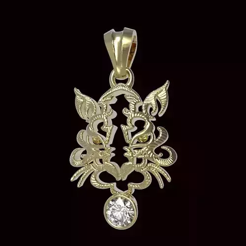 tiger pendant with 4mm gem