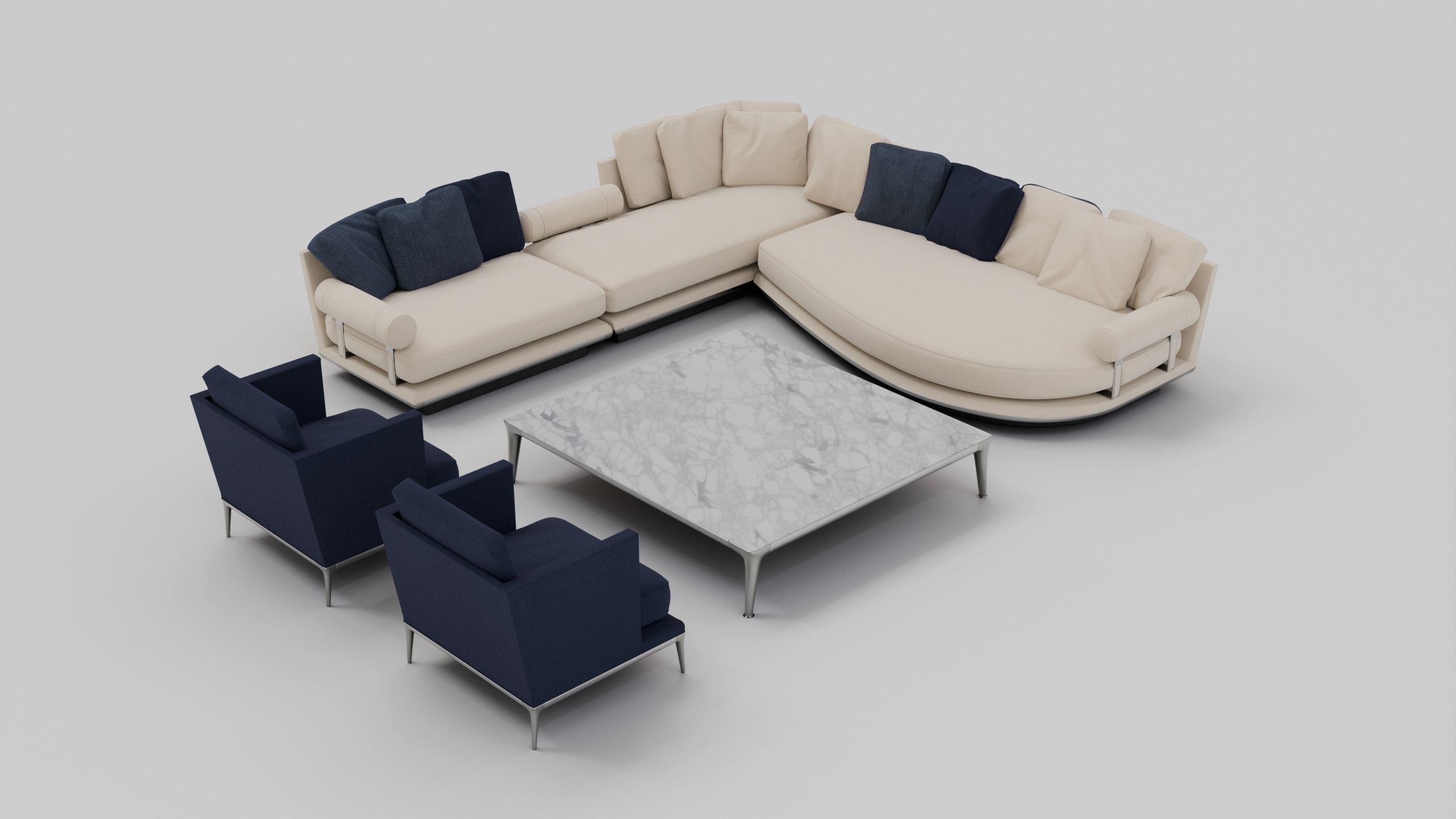 Noonu Sofa Set 3D model_2