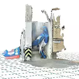 giant blue bird wall graffiti