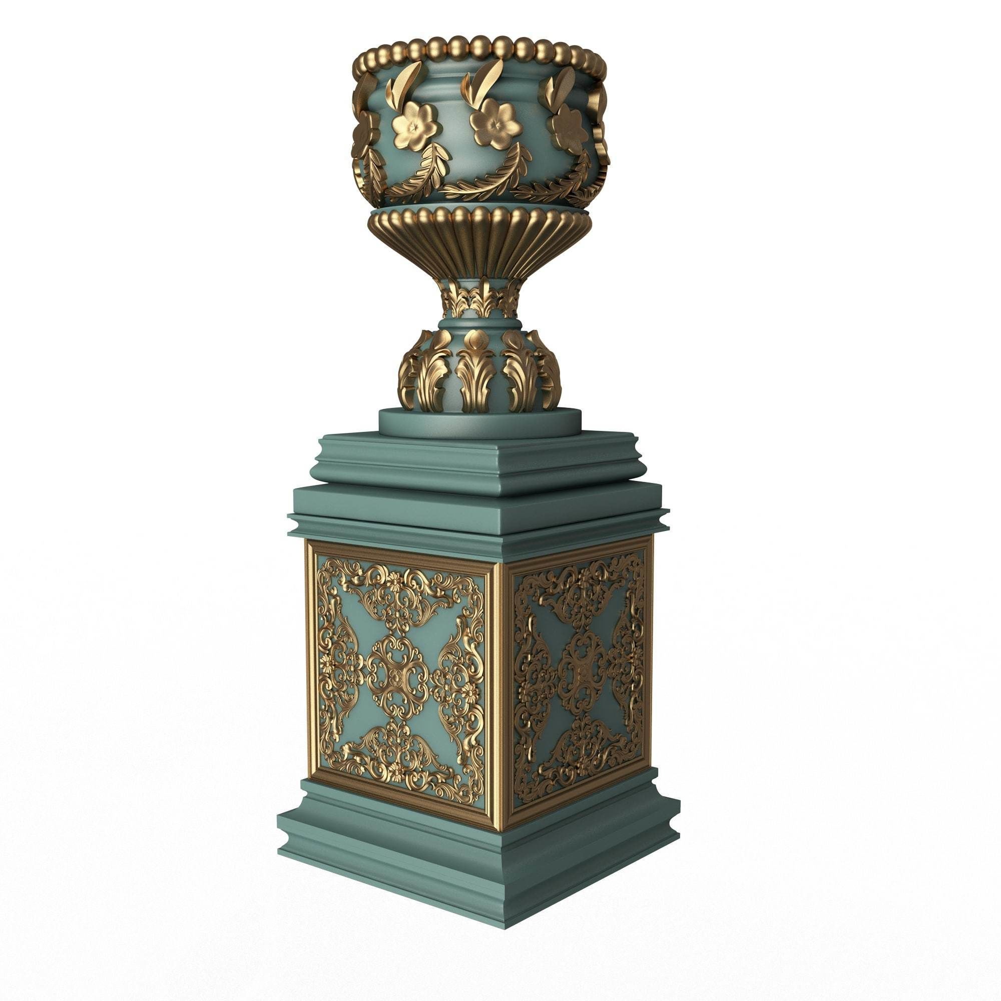 Flower Pot 015 Green Low-poly 3D model_2