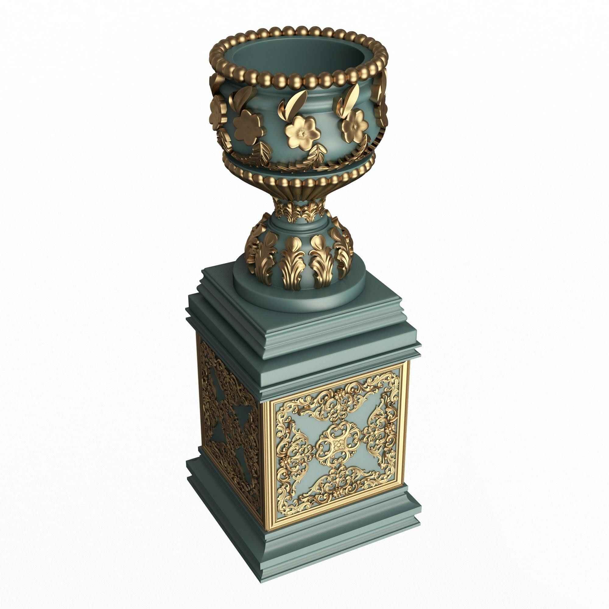 Flower Pot 015 Green Low-poly 3D model_1