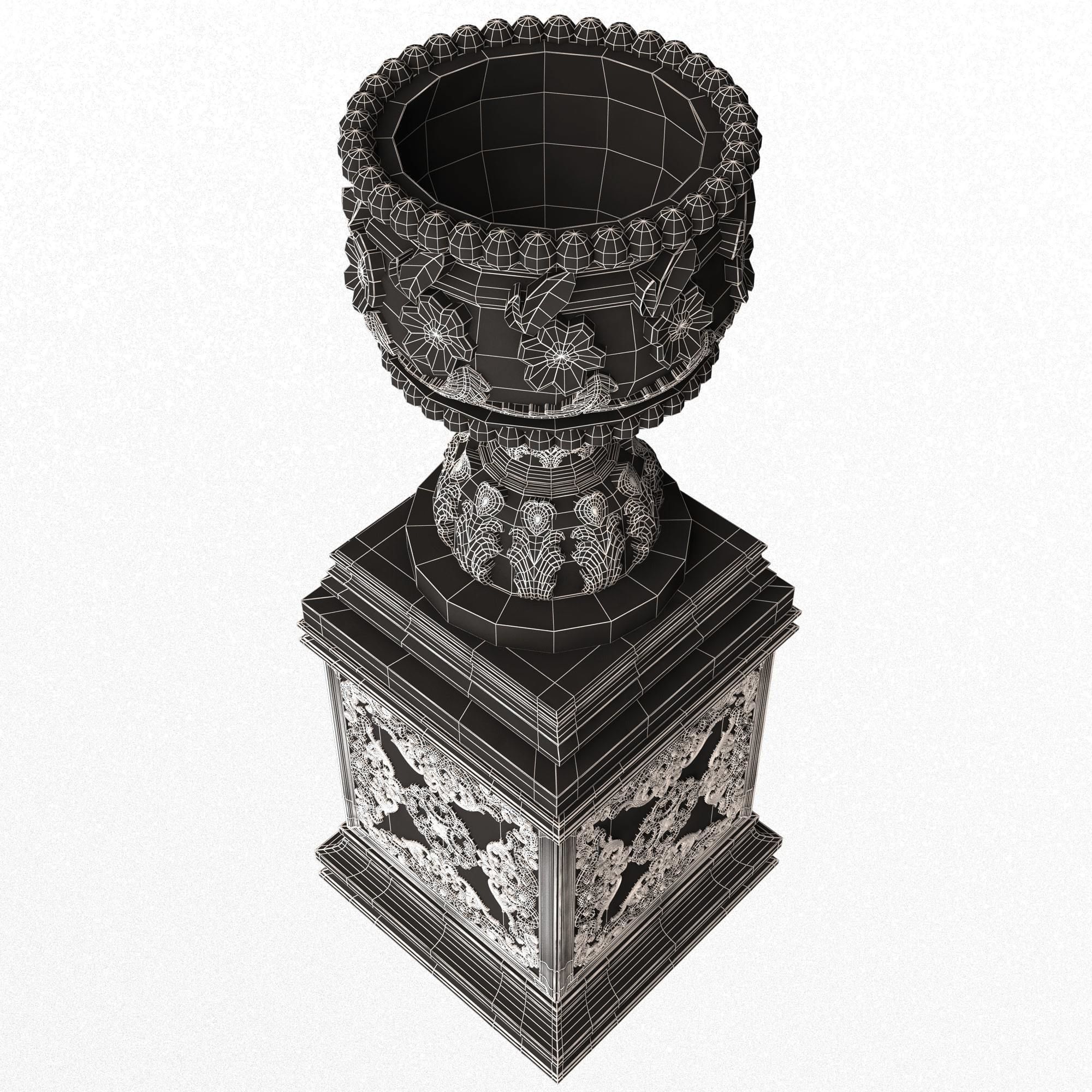 Flower Pot 015 Green Low-poly 3D model_10