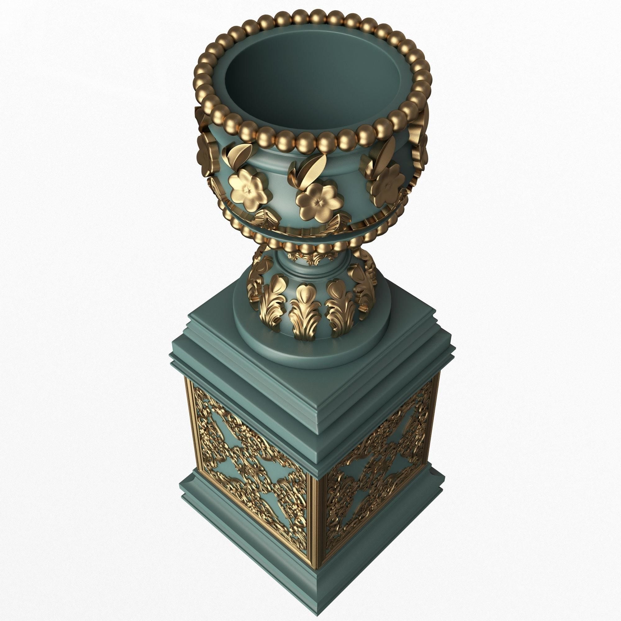 Flower Pot 015 Green Low-poly 3D model_4