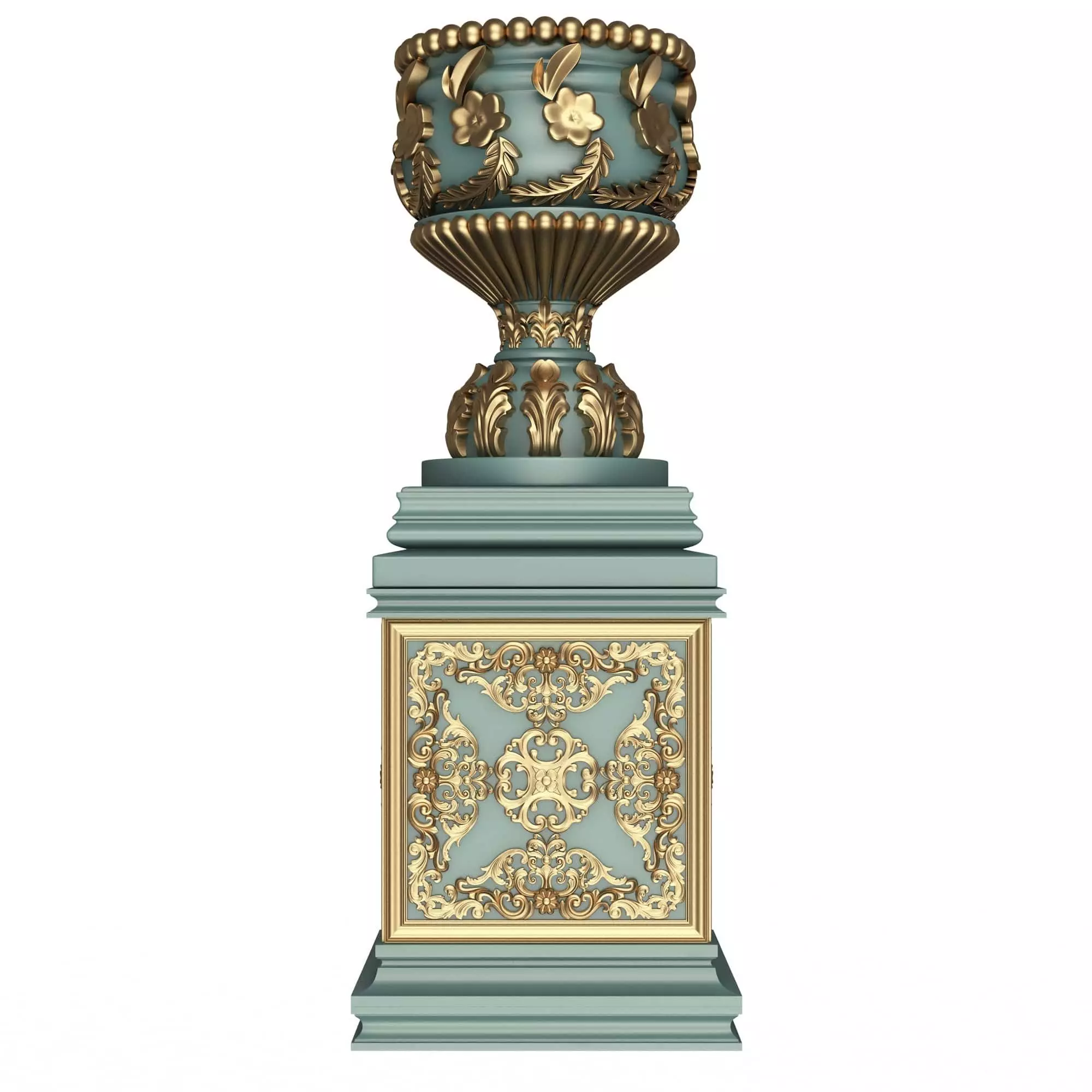 Flower Pot 015 Green Low-poly 3D model_0