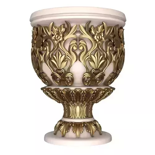 Flower Pot 016 White Low-poly 3D model