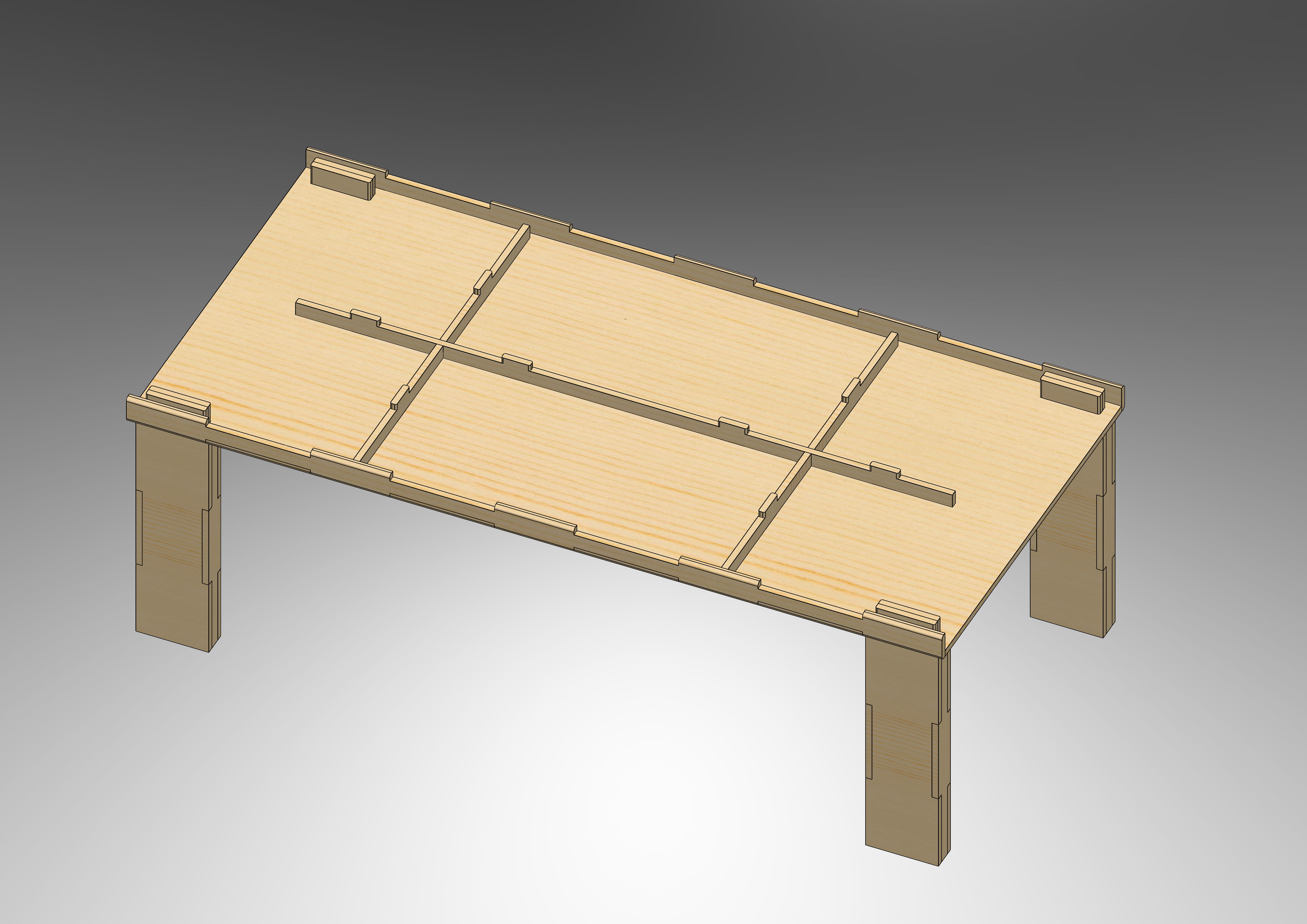 CNC Ready - PLYWOOD DINNER TABLE 3D model_5