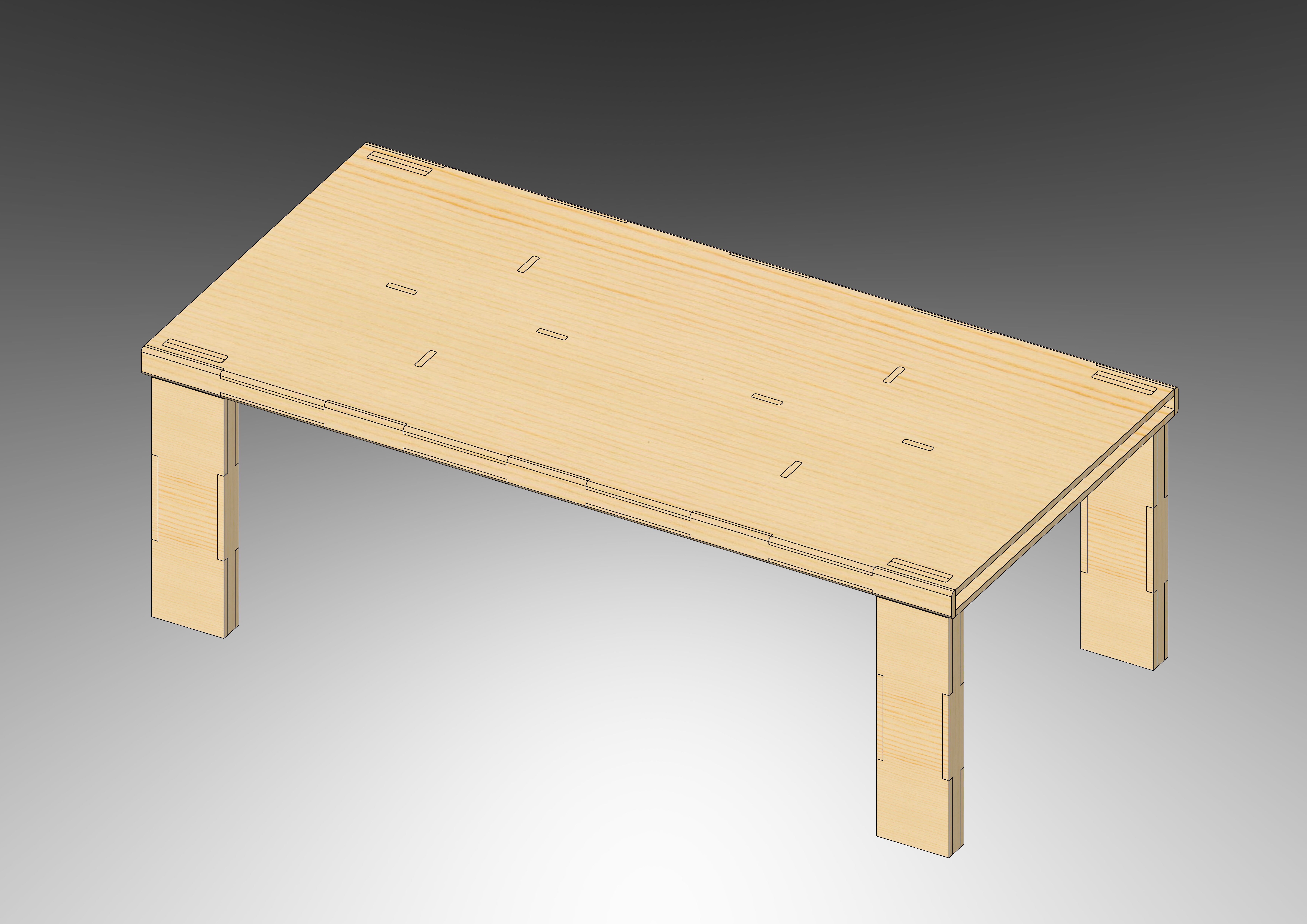 CNC Ready - PLYWOOD DINNER TABLE 3D model_1