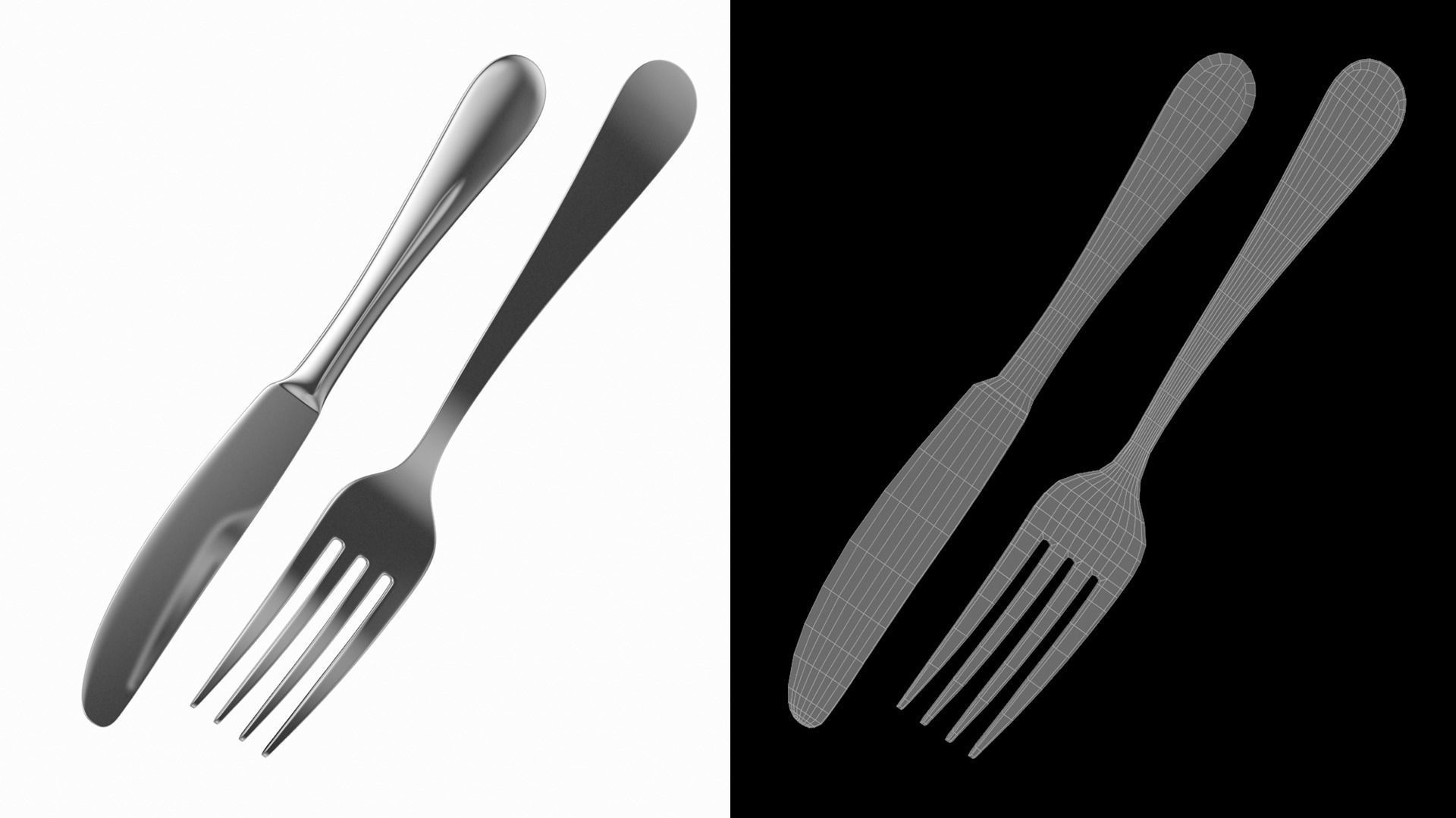 Table Dinner Knife and Fork Generic Cutlery 3D model_10