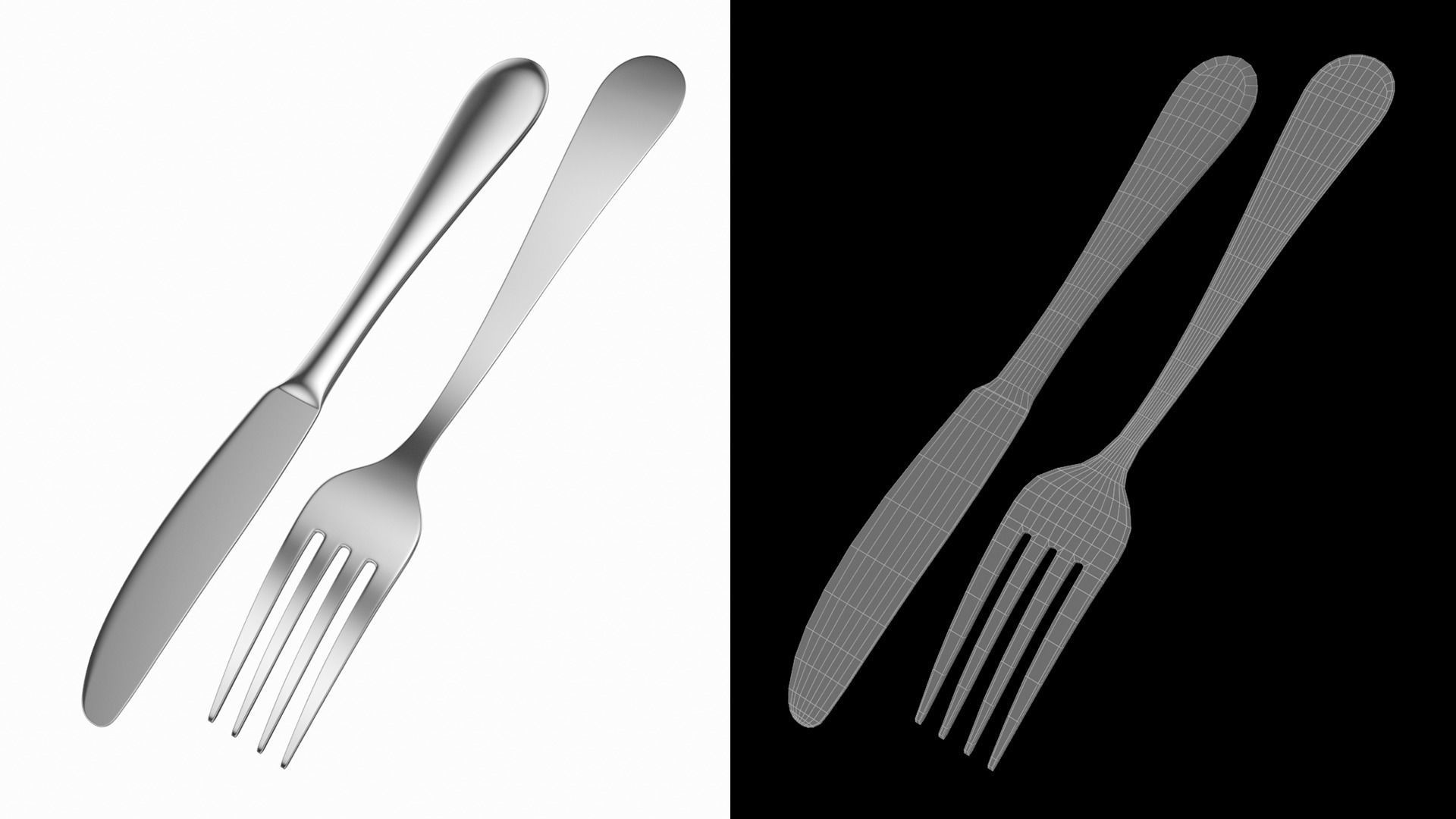 Table Dinner Knife and Fork Generic Cutlery 3D model_9