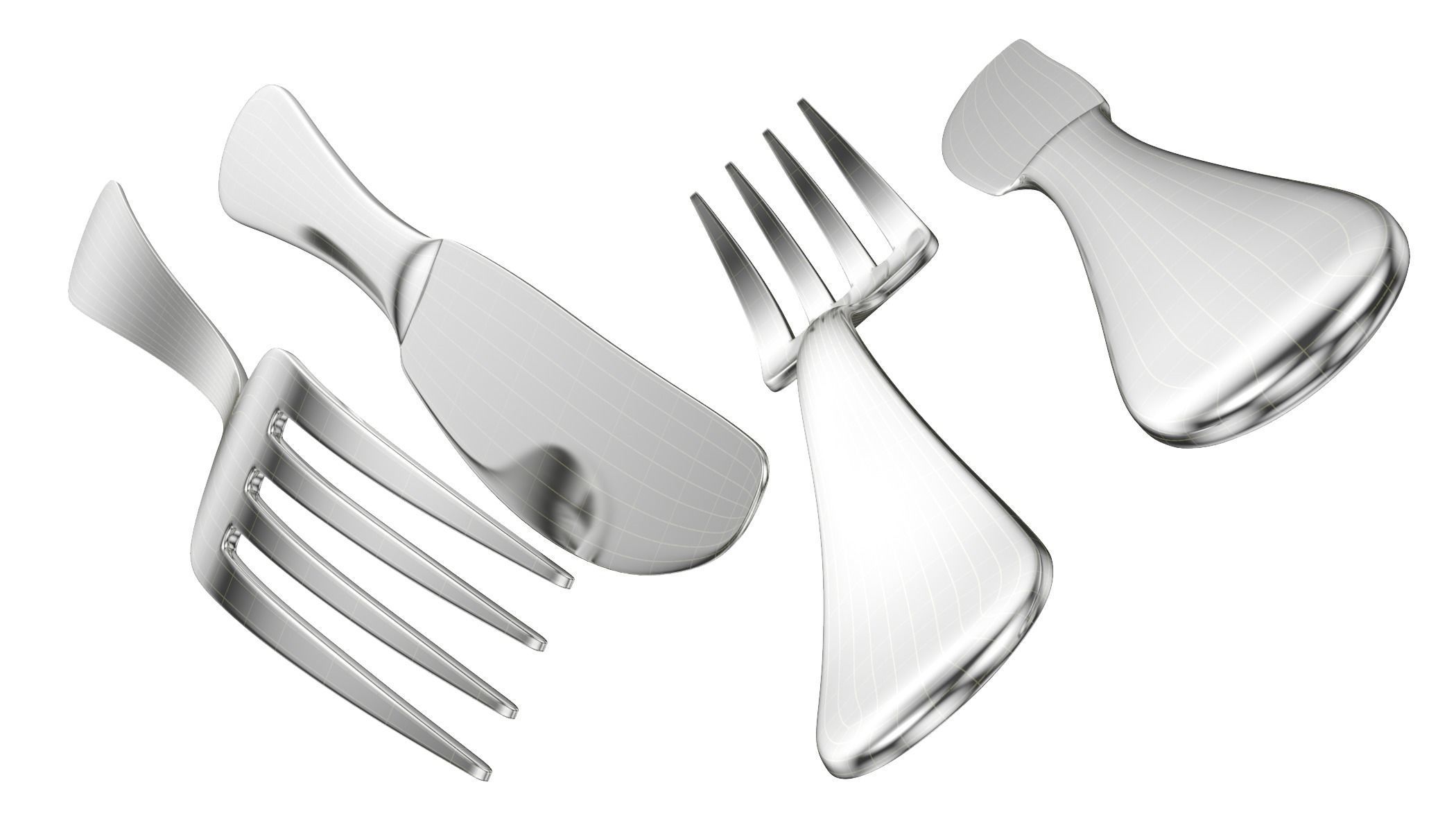 Table Dinner Knife and Fork Generic Cutlery 3D model_16