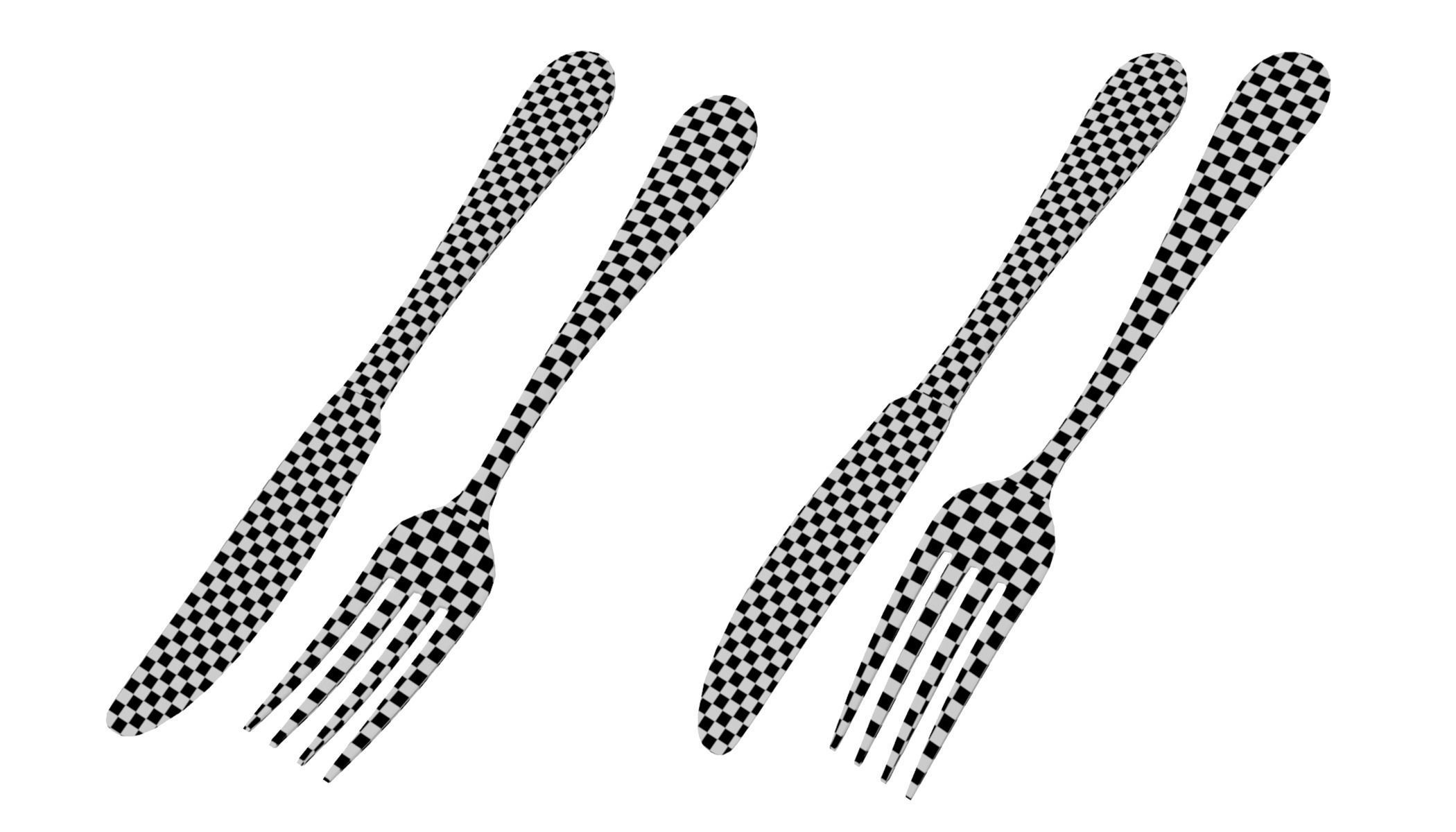 Table Dinner Knife and Fork Generic Cutlery 3D model_17