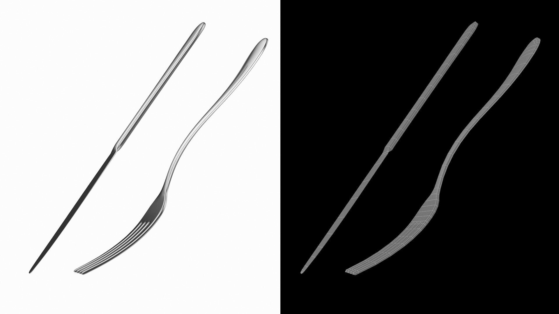 Table Dinner Knife and Fork Generic Cutlery 3D model_13