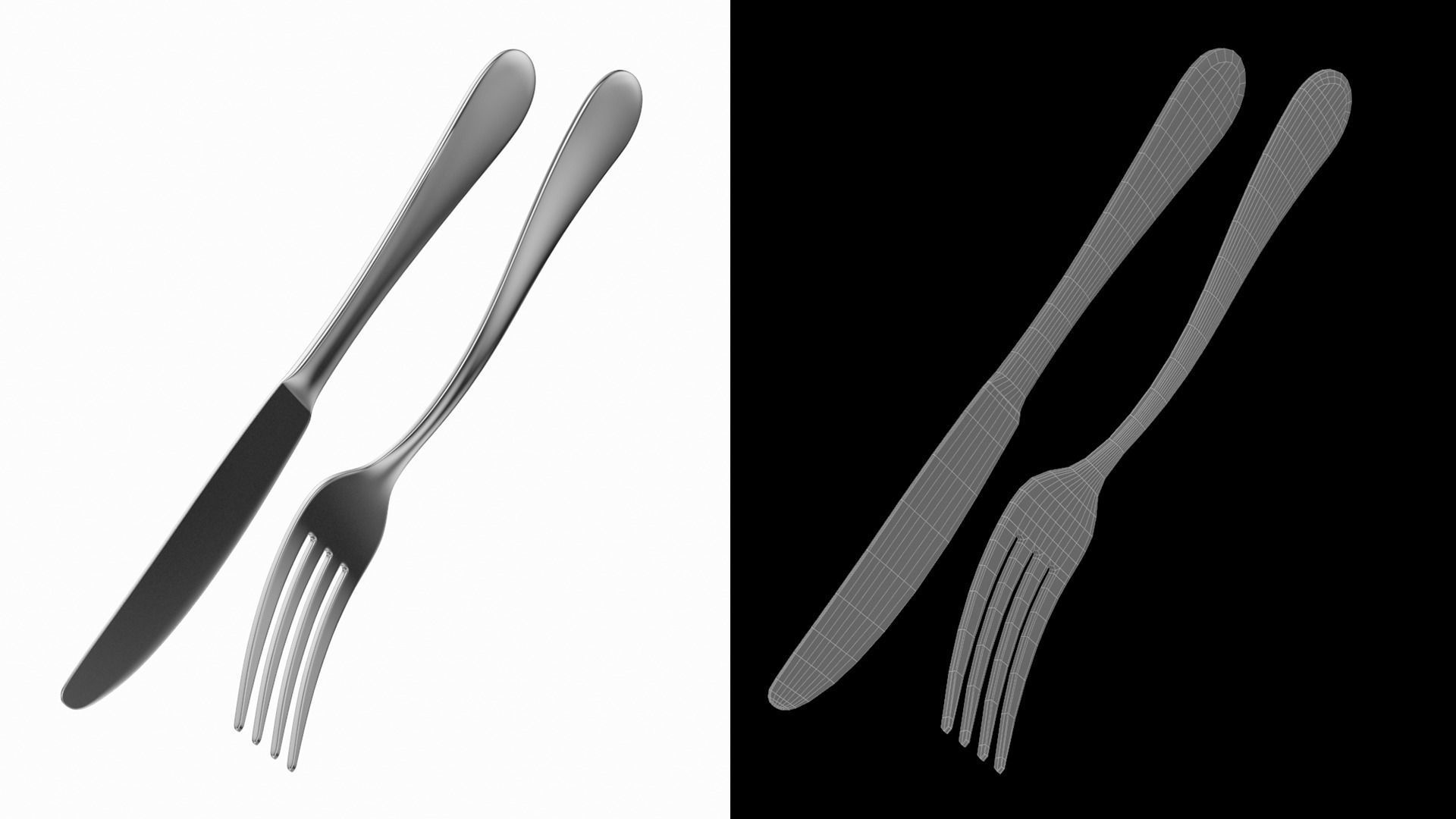Table Dinner Knife and Fork Generic Cutlery 3D model_5