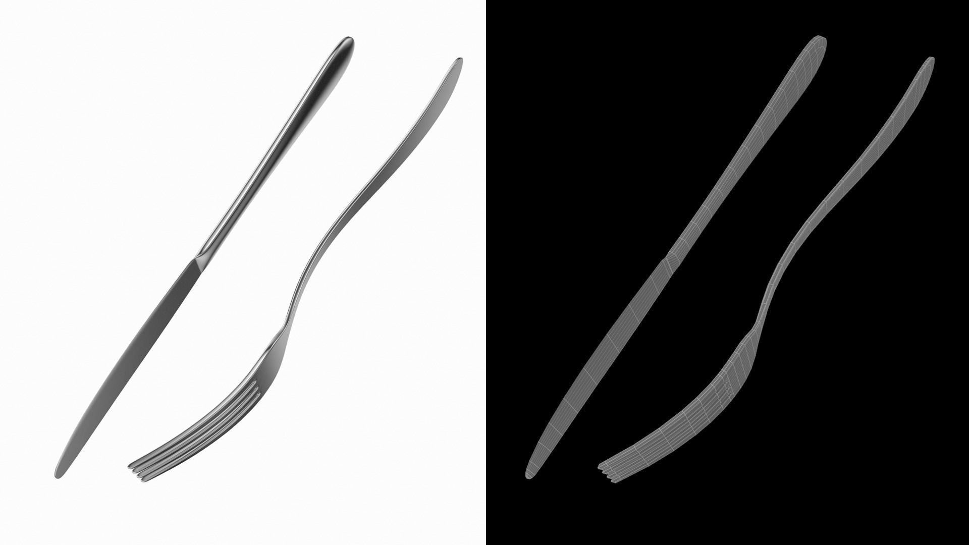 Table Dinner Knife and Fork Generic Cutlery 3D model_12