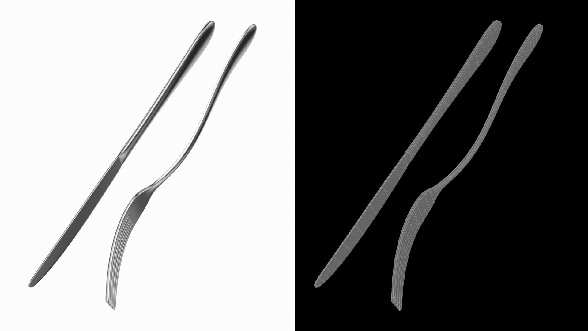 Table Dinner Knife and Fork Generic Cutlery 3D model_6