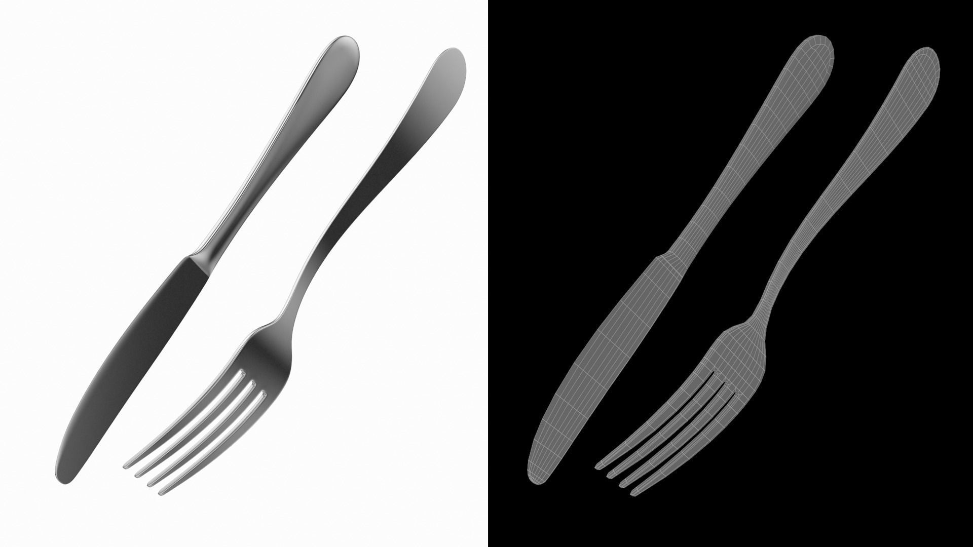 Table Dinner Knife and Fork Generic Cutlery 3D model_11