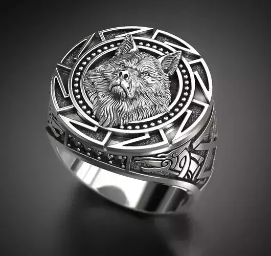 WHITE WOLF RING Printable Model