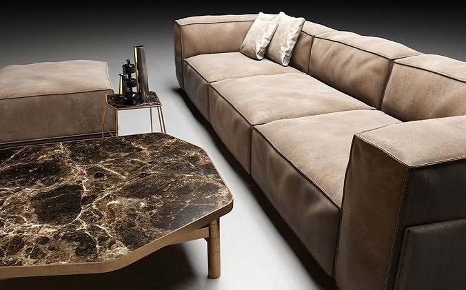 Sofa with decor 3D model 4