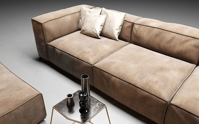 Sofa with decor 3D model 2