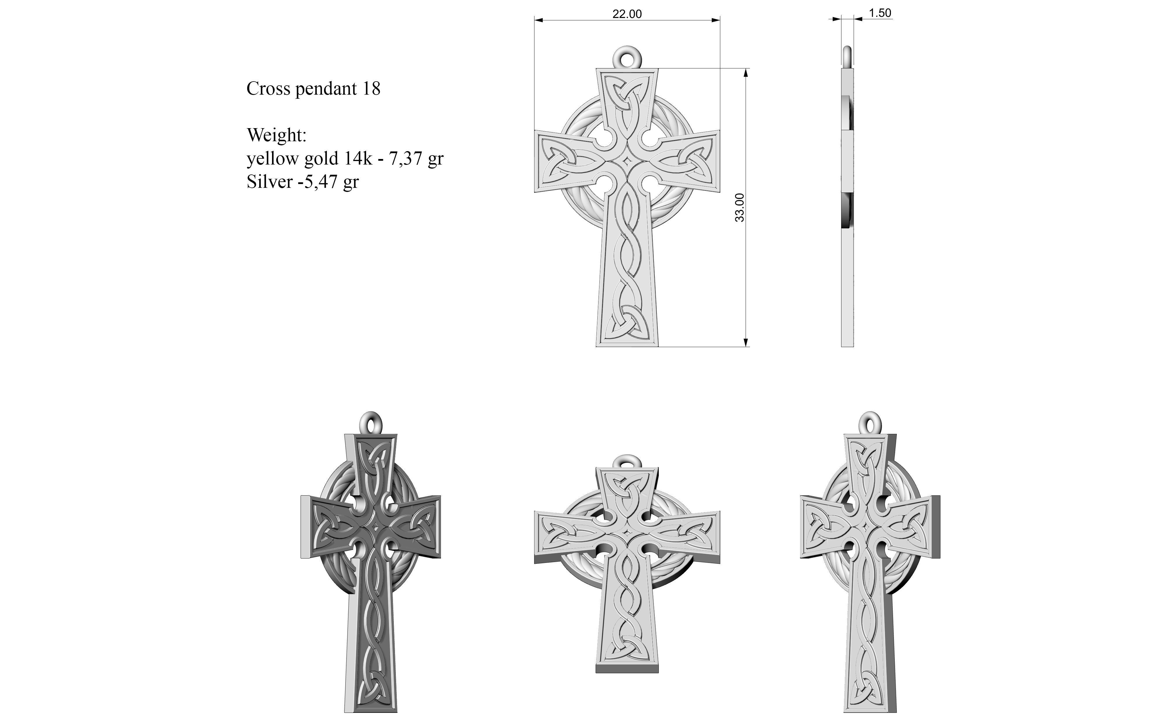 Cross pendant 18 3D print model_6