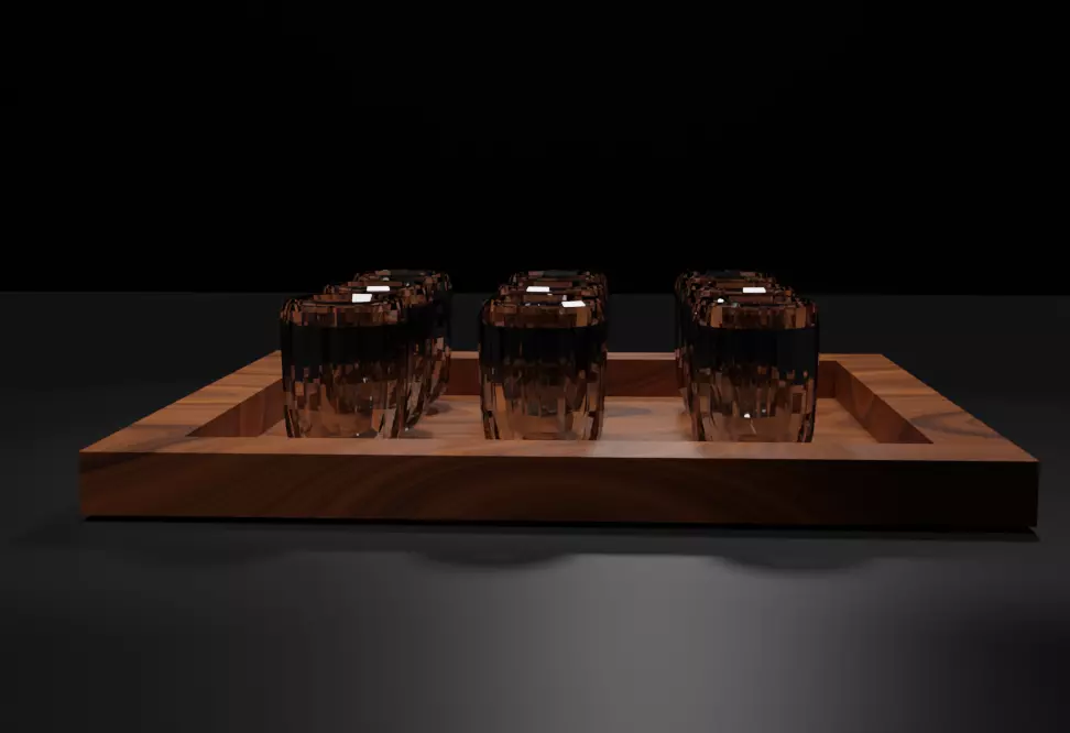 Cup on wooden table Low-poly 3D model_0