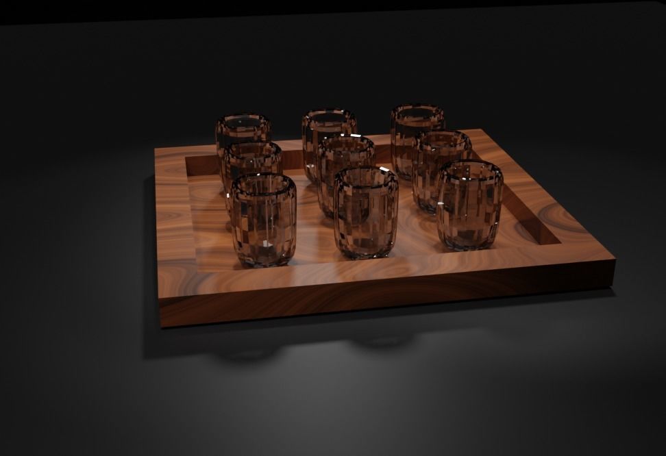 Cup on wooden table Low-poly 3D model_2