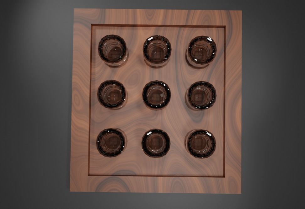 Cup on wooden table Low-poly 3D model_4