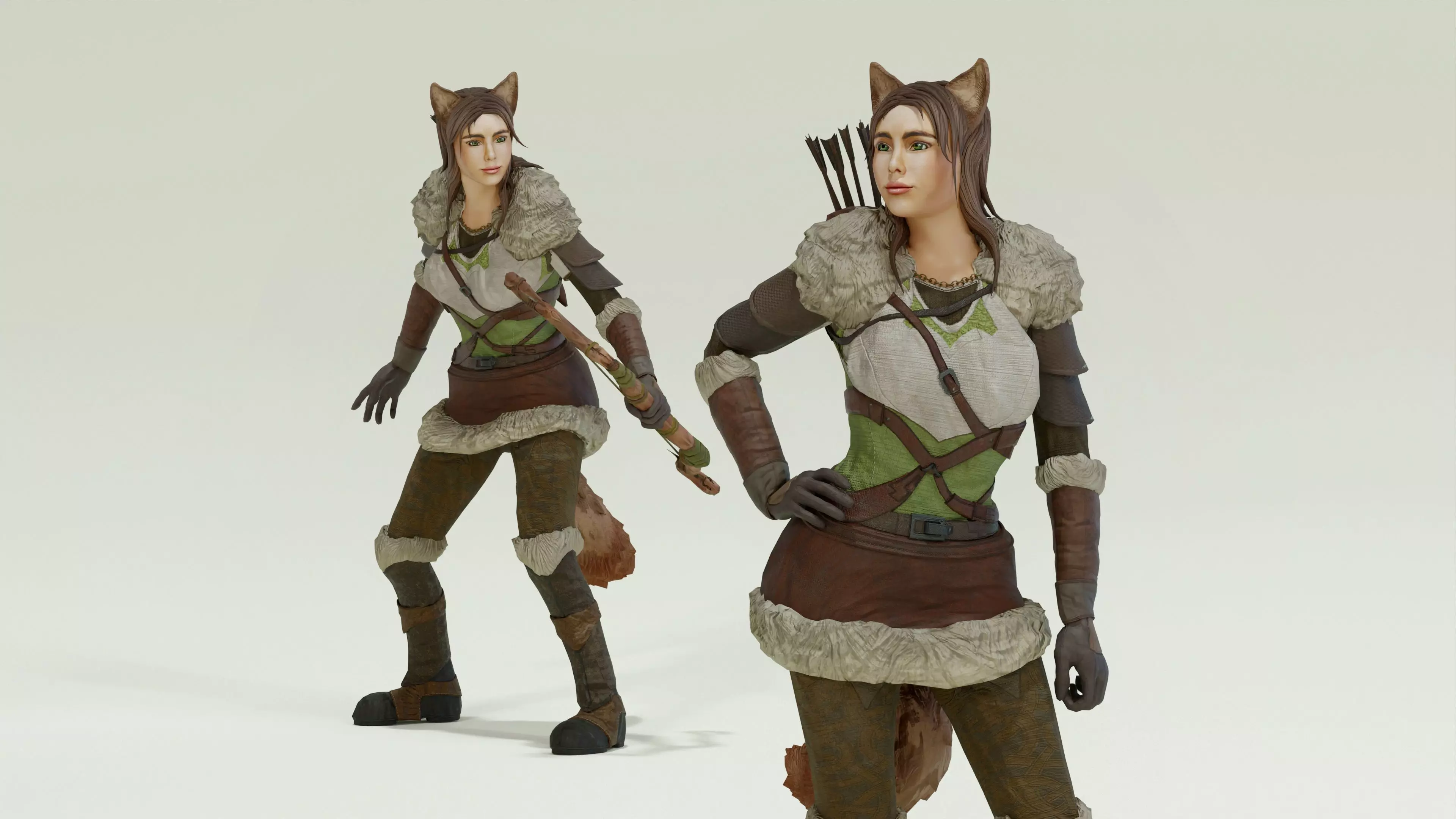archer fox woman Free low-poly 3D model