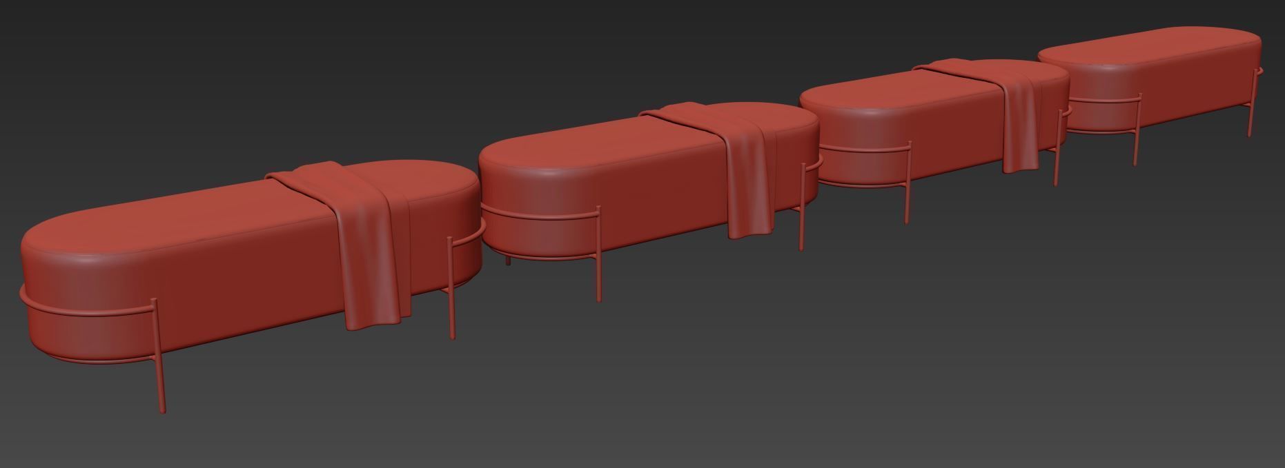 Recamier Houston Bench By LIV Decora 3D model_13