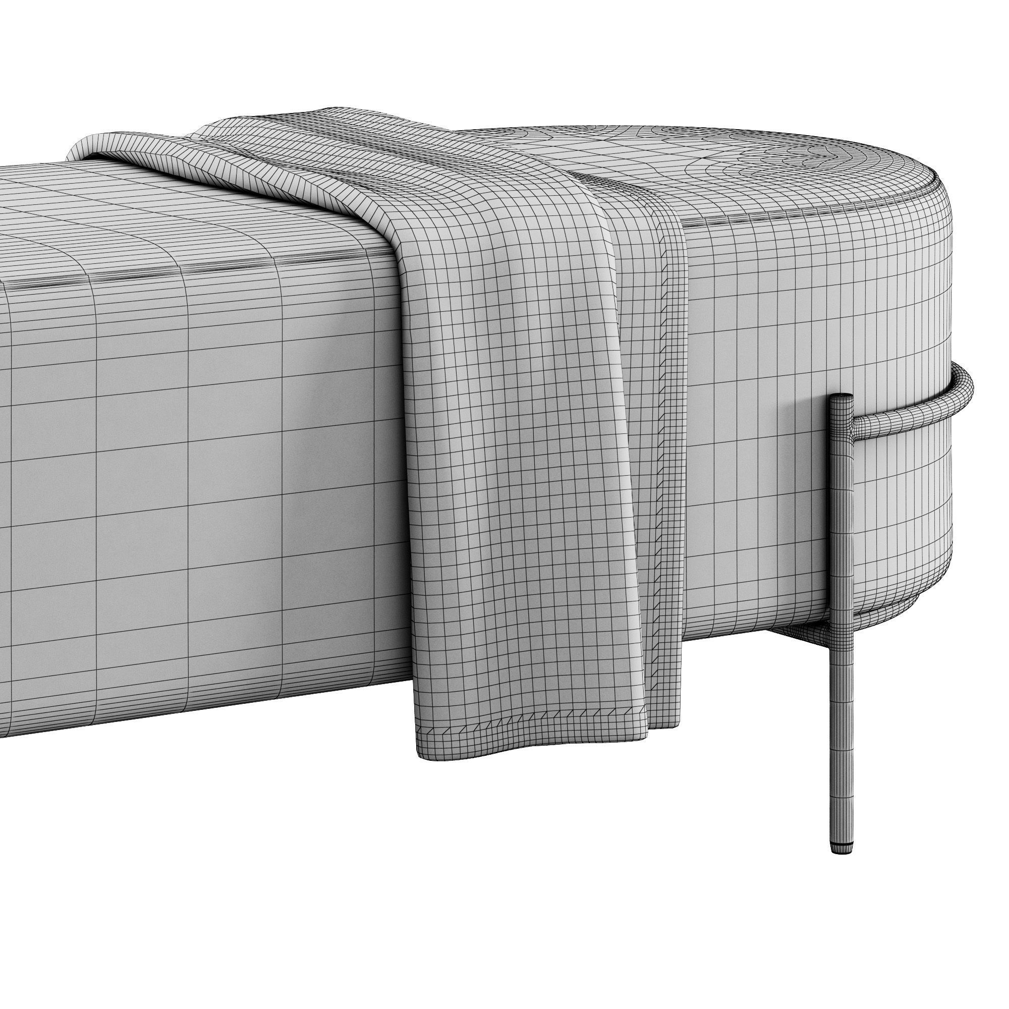 Recamier Houston Bench By LIV Decora 3D model_4