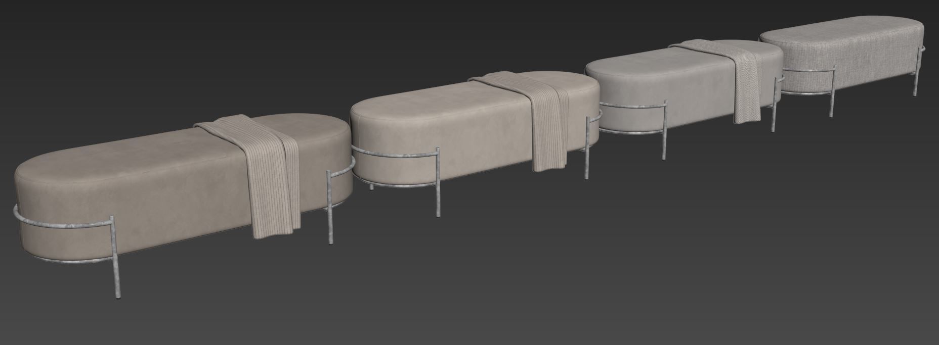 Recamier Houston Bench By LIV Decora 3D model_12