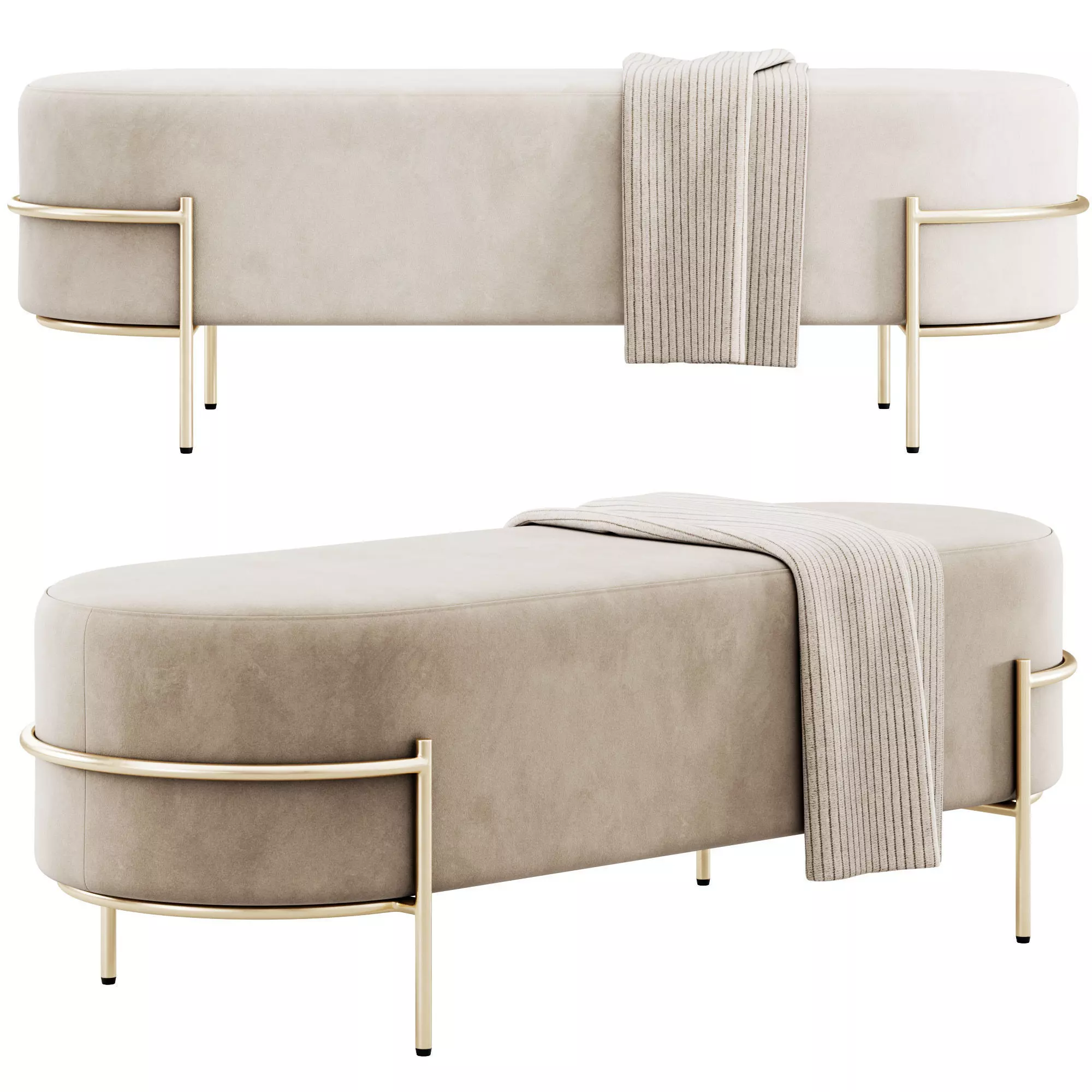 Recamier Houston Bench By LIV Decora 3D model_0