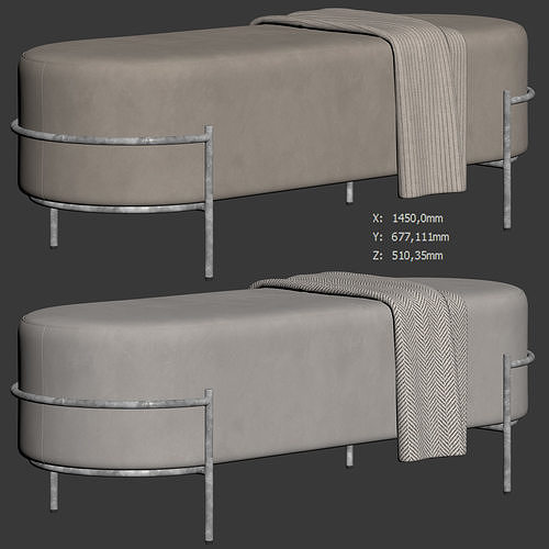 Recamier Houston Bench By LIV Decora 3D model 7