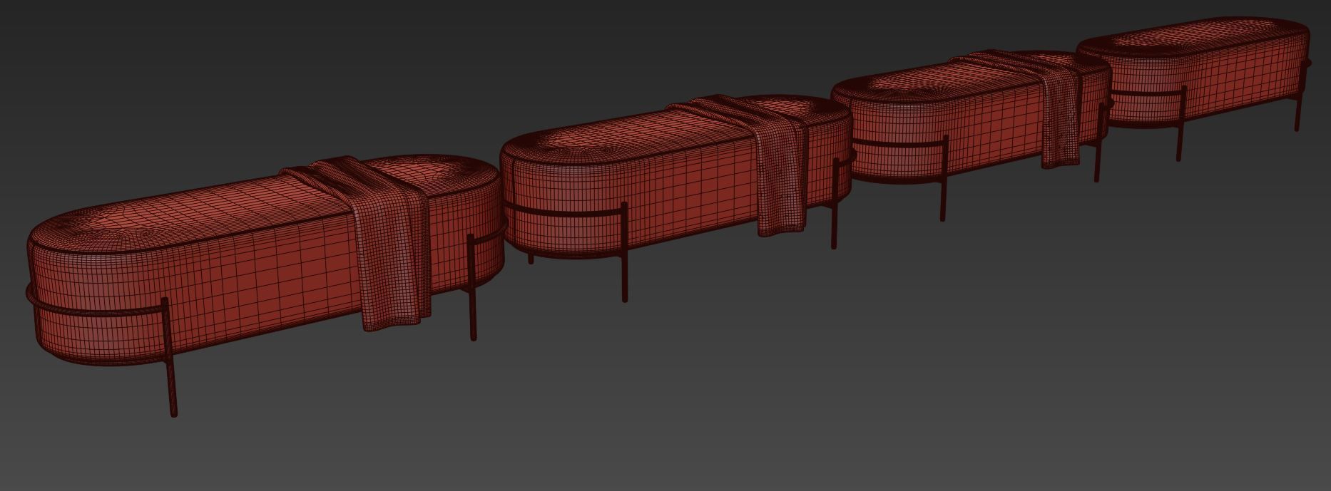 Recamier Houston Bench By LIV Decora 3D model_14