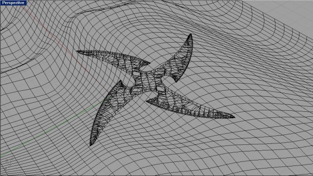 4 Point Curved Shuriken 3D model_4