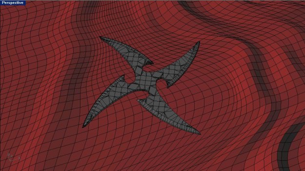 4 Point Curved Shuriken 3D model_2