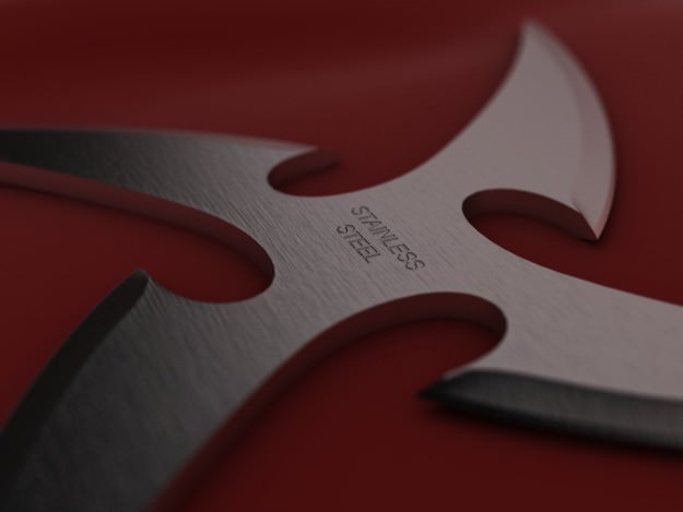 4 Point Curved Shuriken 3D model_5