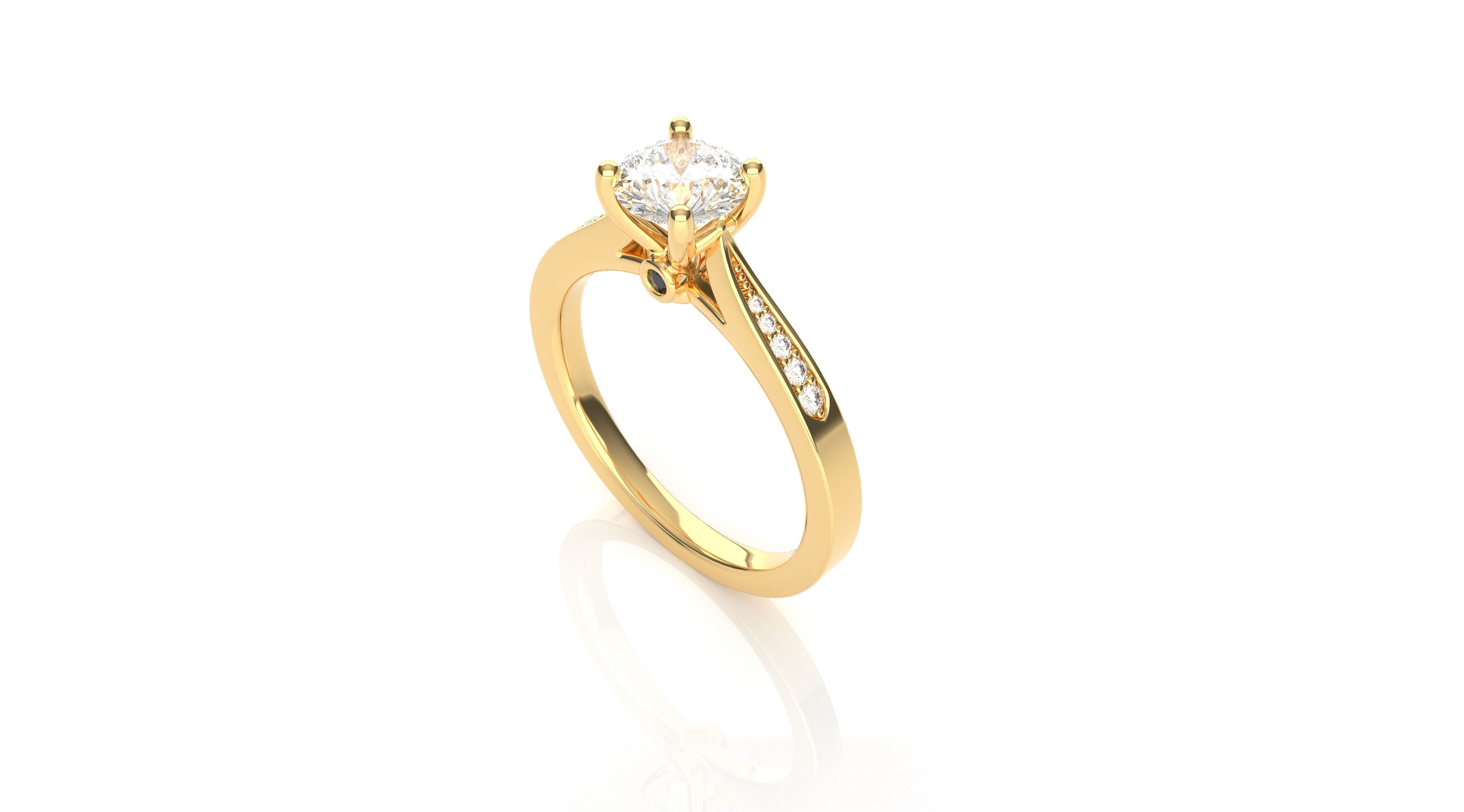 Peekaboo Diamond Solitaire Ring 3D print model_3