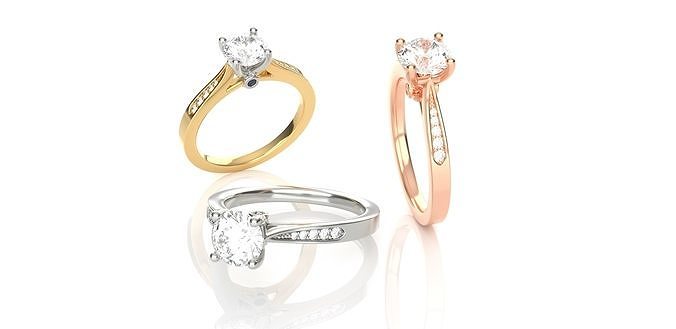 Peekaboo Diamond Solitaire Ring 3D print model