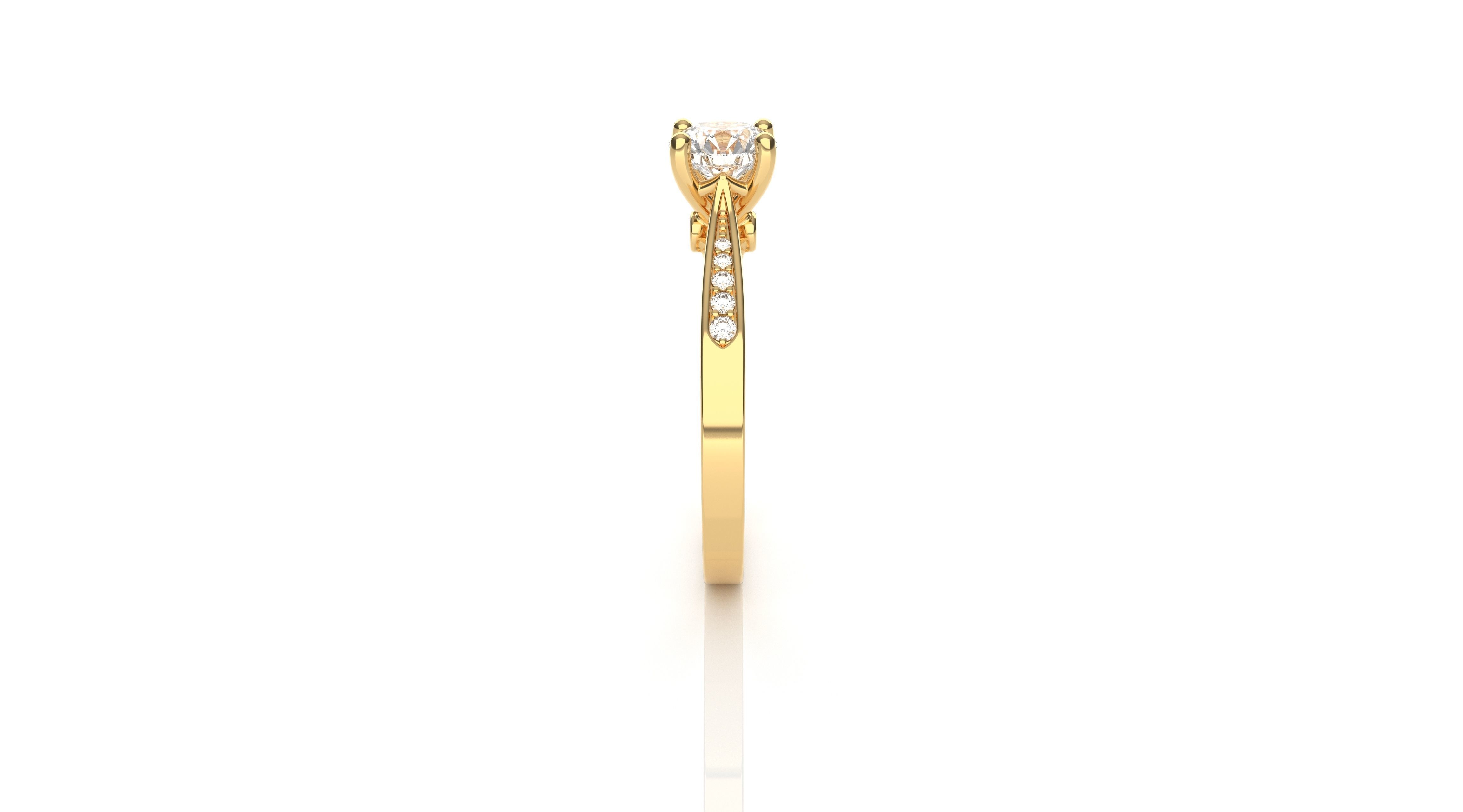 Peekaboo Diamond Solitaire Ring 3D print model_4