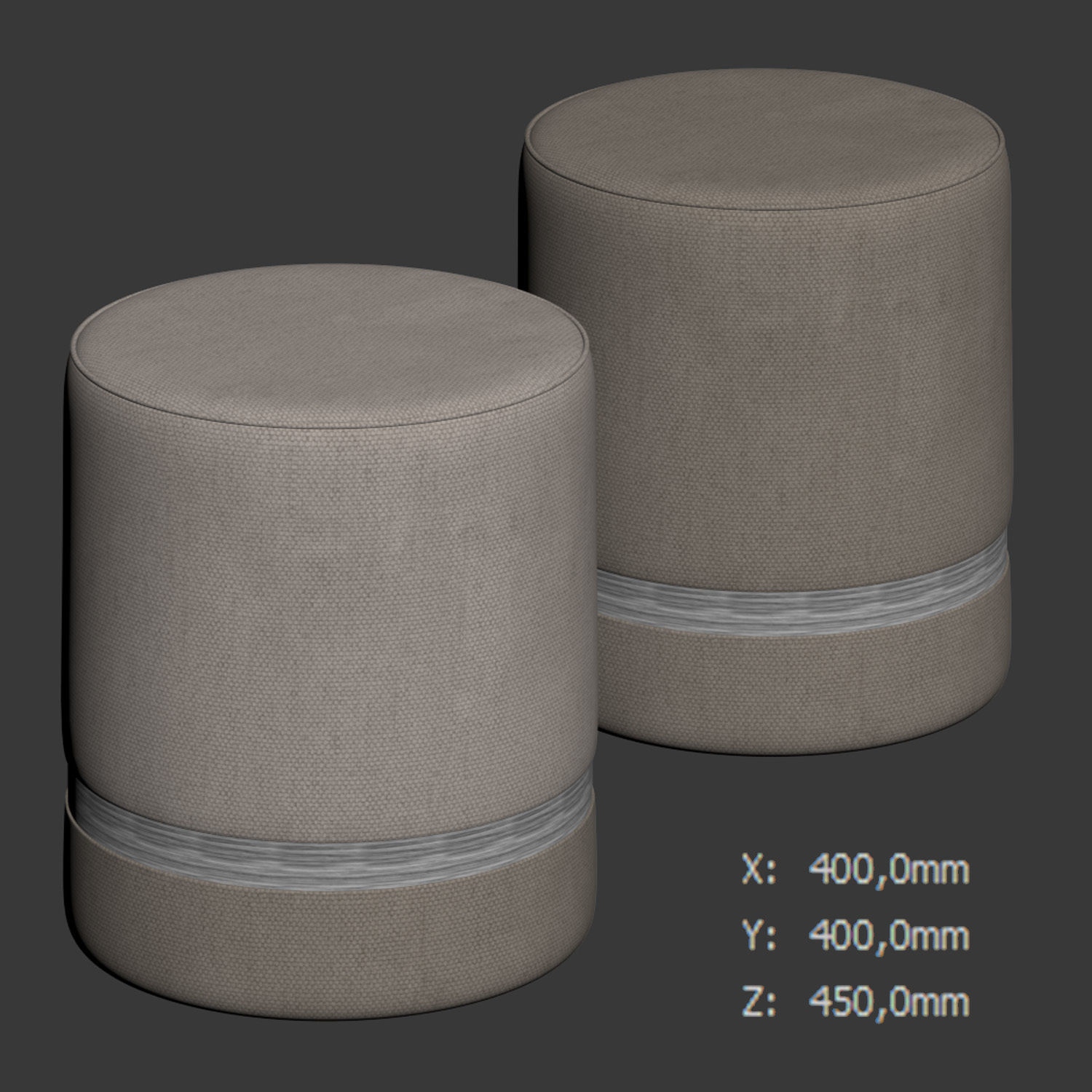 Serena Round Pouf by LIV Decora 3D model_3