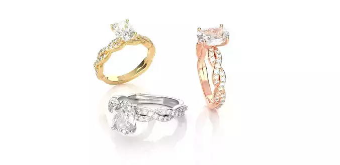 Oval Diamond Twisted Engagement Ring