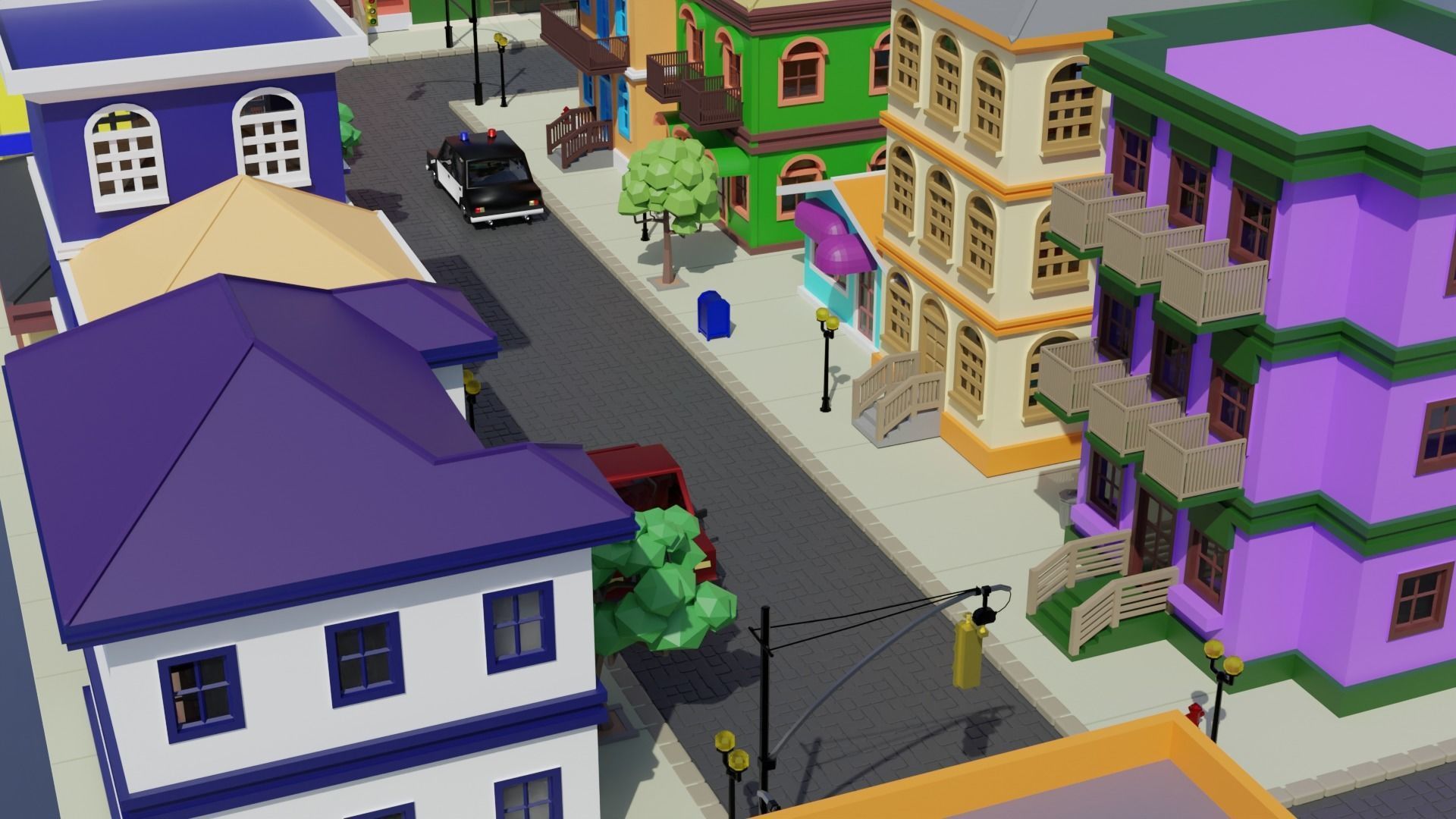 Old Street Low Poly Low-poly 3D model_6
