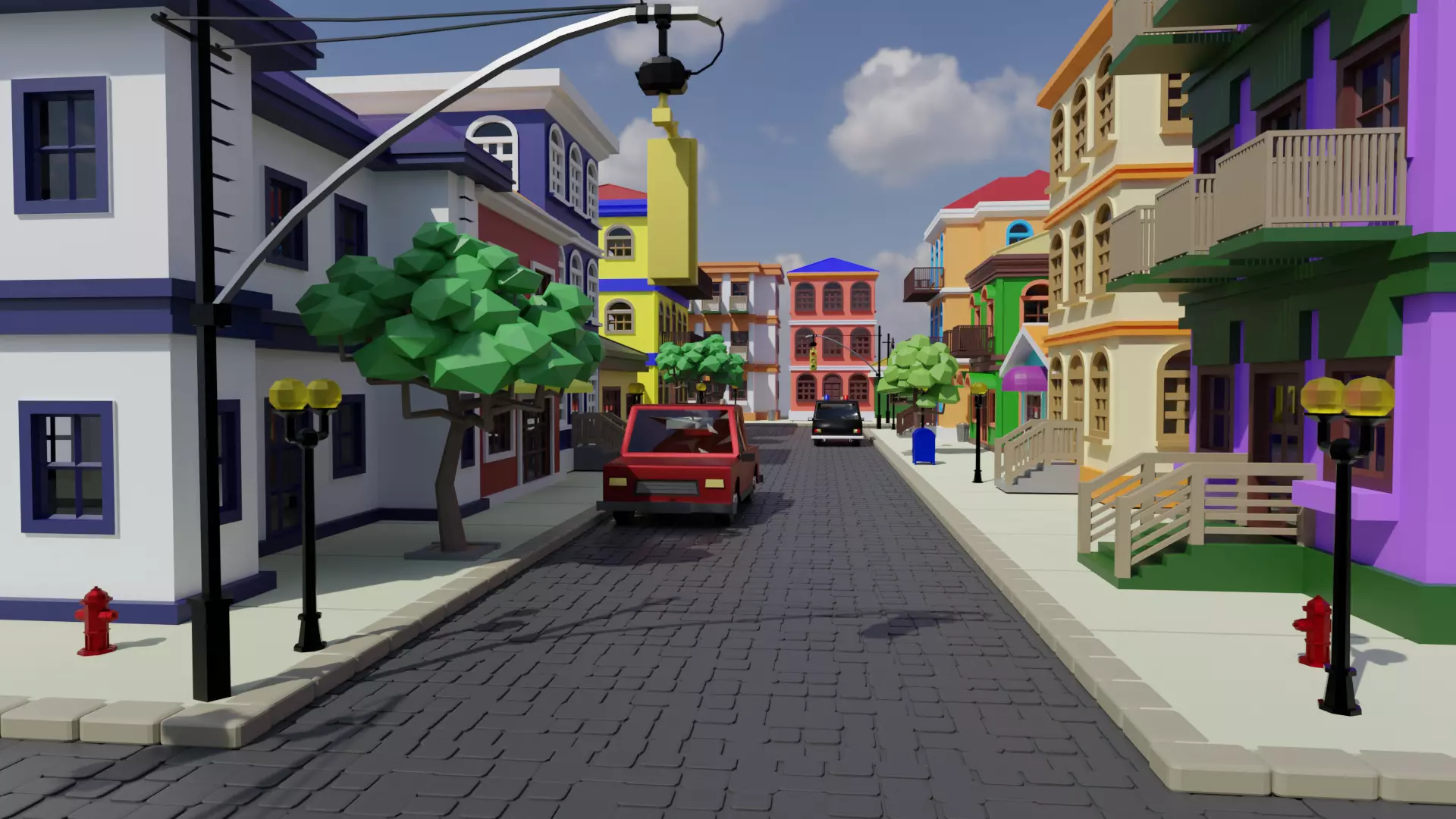 Old Street Low Poly Low-poly 3D model_0