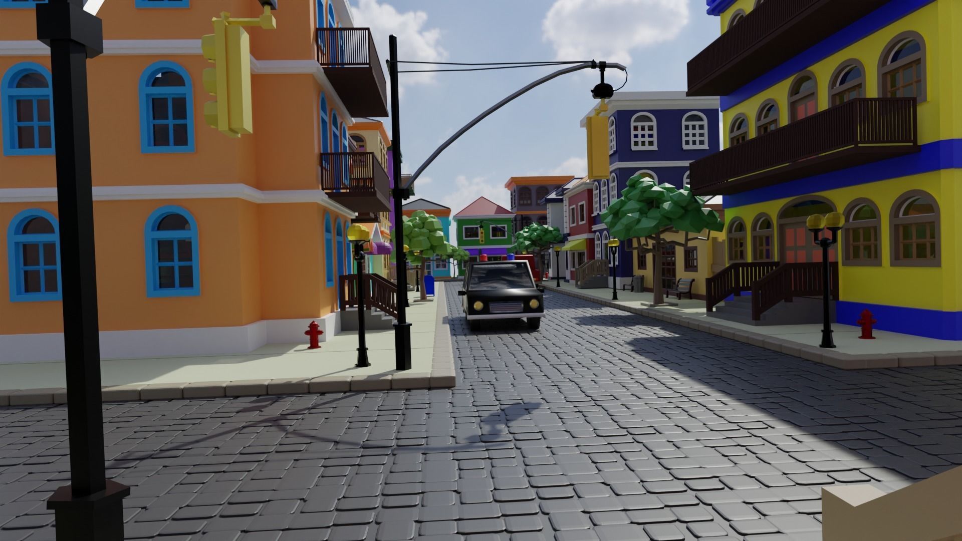 Old Street Low Poly Low-poly 3D model_3